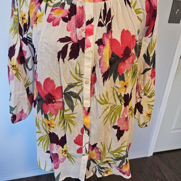 Chaps Tropical Floral Top Blouse Size Petite Medium NWT - Picture 2 of 7